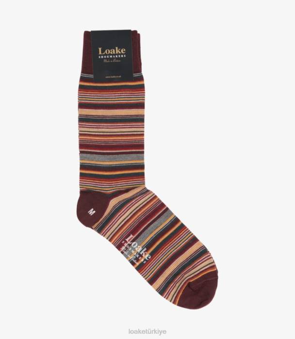 Loake 664H262 şarap dar şerit çorap çok renkli Aksesuarlar