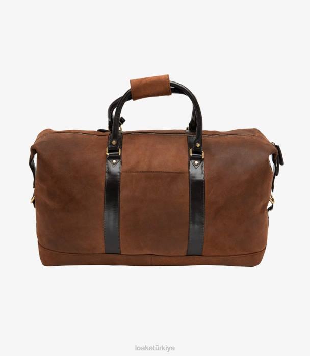 Loake 664H223 cornwall hafta sonu çantası kahverengi mumlu süet deri