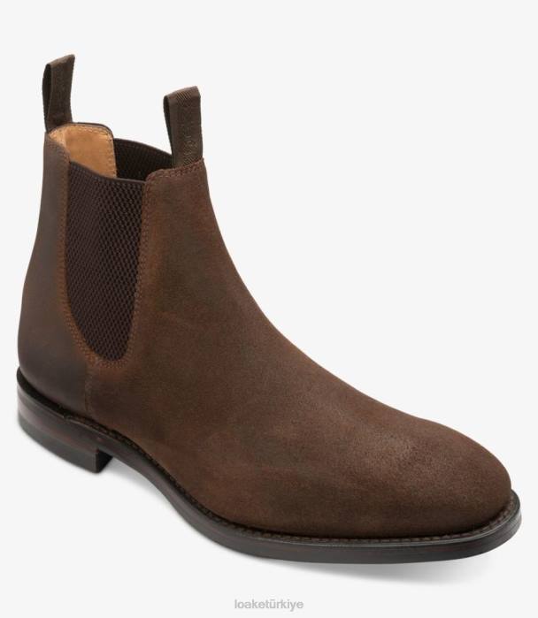 Loake 664H88 sohbet değeri kahverengi mumlu süet bot ayakkabı
