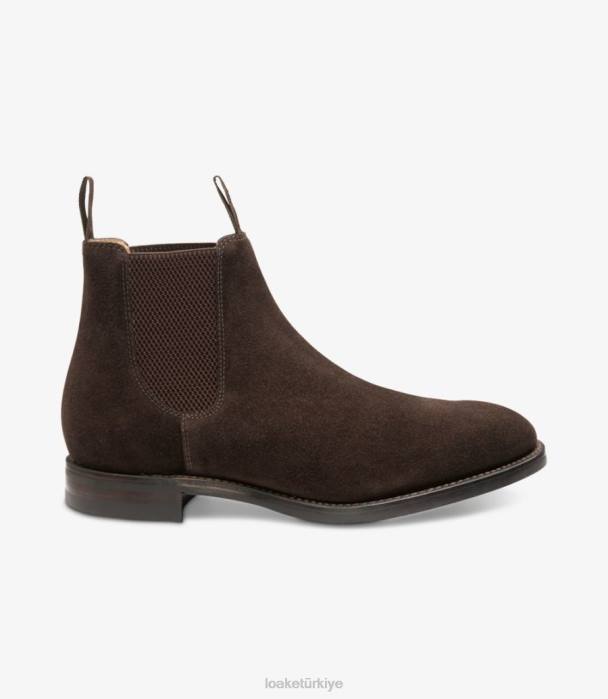Loake 664H94 sohbet değeri koyu kahverengi süet bot ayakkabı