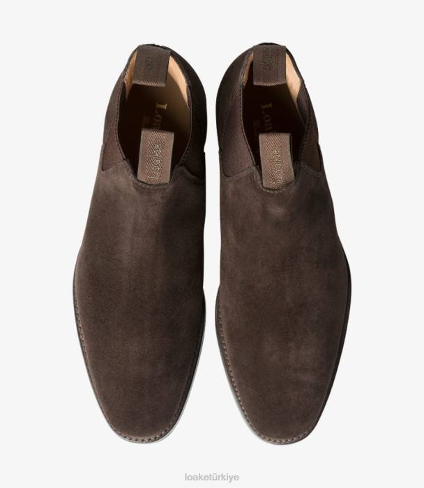 Loake 664H94 sohbet değeri koyu kahverengi süet bot ayakkabı