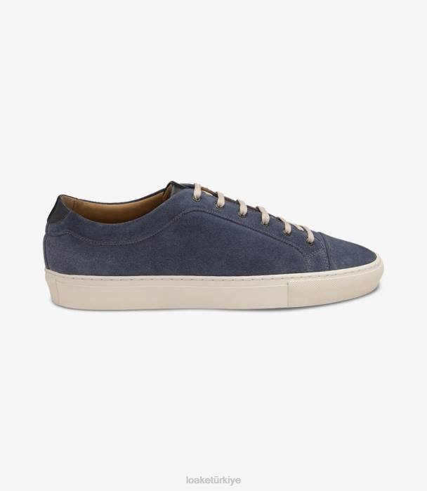 Loake 664H34 kısa çizgi açık mavi süet Spor ayakkabıları