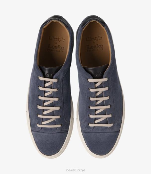 Loake 664H34 kısa çizgi açık mavi süet Spor ayakkabıları